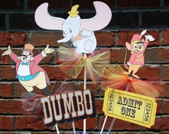 Disney Dumbo Circus themed Centerpiece Set of 5 Picks - Cake Toppers