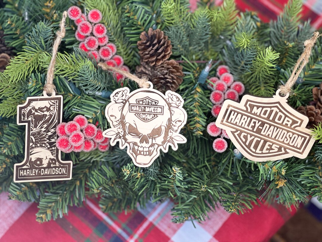 Set of 3 Harley Davidson Ornaments Free Shipping Etsy