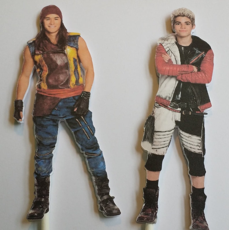 Set of 4 Disney Descendants themed Cake Toppers or Centerpiece Picks