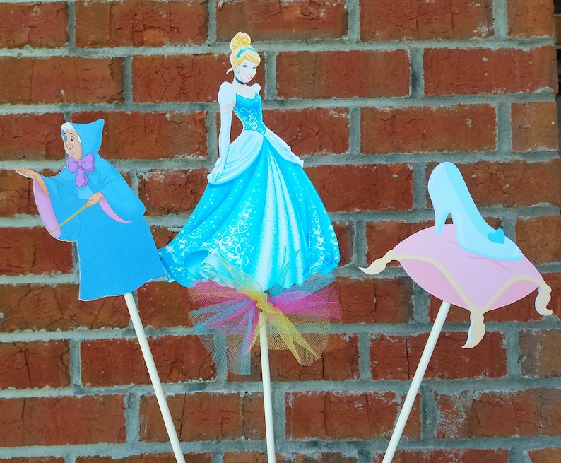 Set of 3 Disney Princess Cinderella Themed Centerpiece Picks Etsy