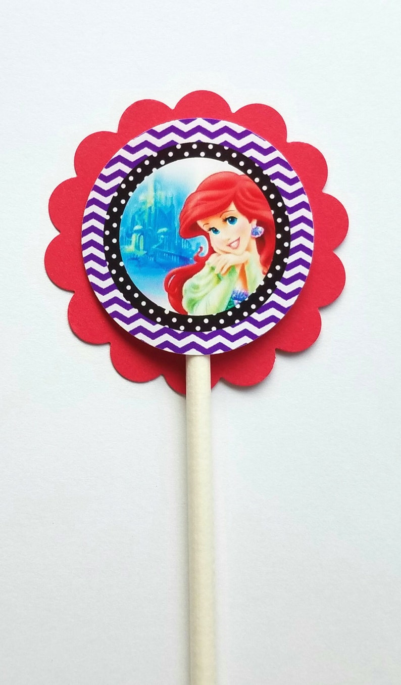 Set of 12 Disney Princess Ariel Cupcake Toppers image 1