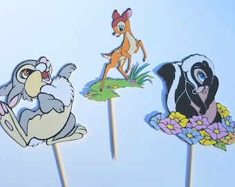 Set of 12 Disney Bambi Themed Cupcake Toppers