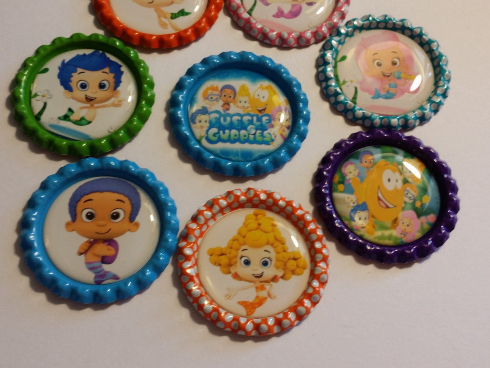 Set of 8 Bubble Guppies Finished Bottle Caps Magnet Set | Etsy