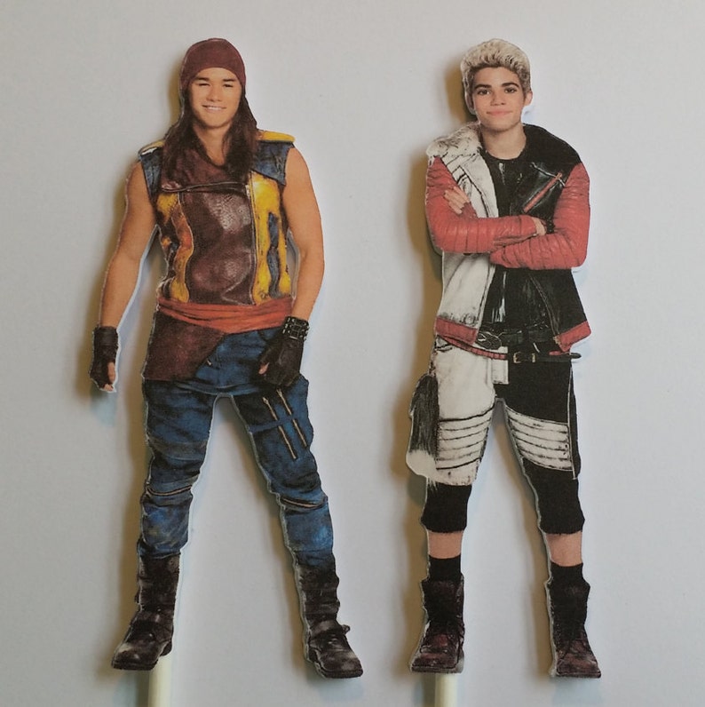 Set of 4 Disney Descendants themed Cake Toppers or Centerpiece Picks