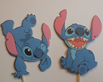 Set of 12 Disney Stitch themed Cupcake Toppers