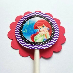 Set of 12 Disney Princess Ariel Cupcake Toppers image 2