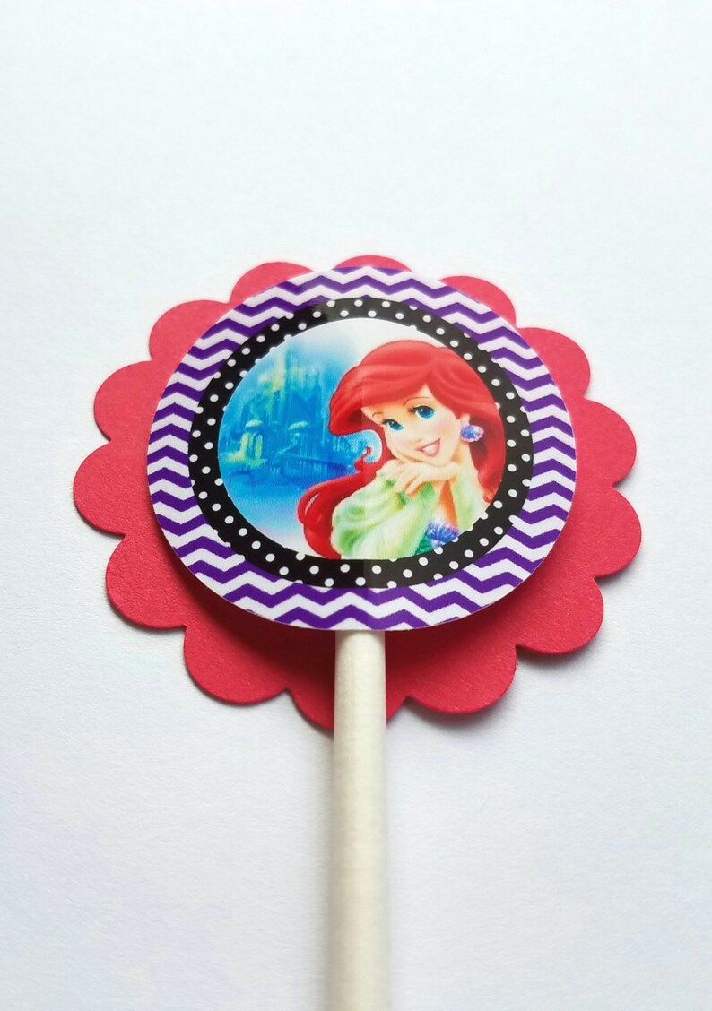 Set of 12 Disney Princess Ariel Cupcake Toppers image 2