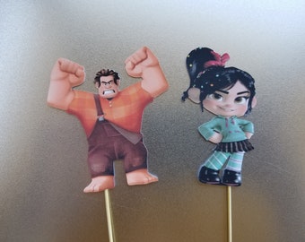 Set of 12 Disney Wreck It Ralph Cupcake Toppers - Ralph Breaks The Internet