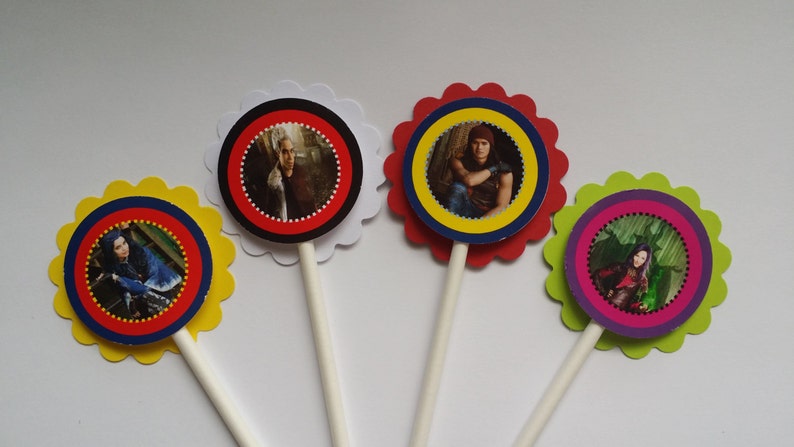 Set of 12 Disney Descendants Cupcake Toppers Picks for Birthday Party