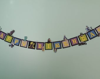 Disney Villains Happy Birthday Banner - Maleficent - Ursula - Cruella - Evil Queen