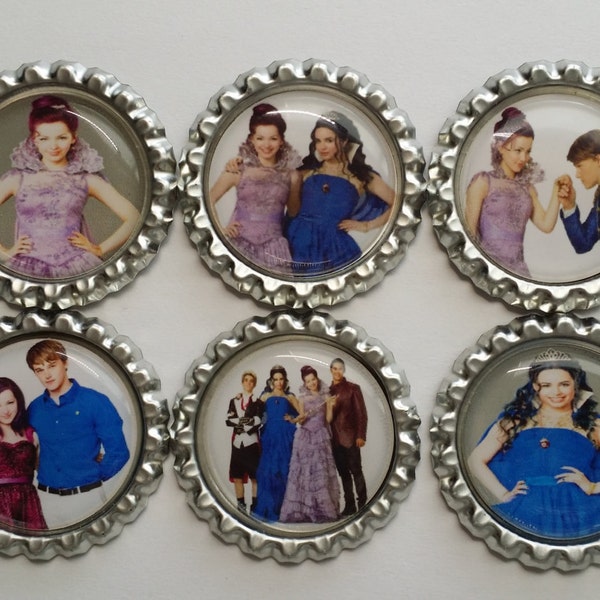 Set of 6 Disney Descendants Finished Bottle Caps - Magnets - Necklaces