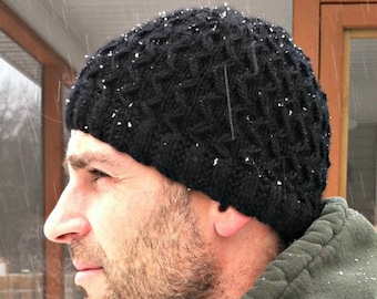 Gorro de punto deslizado, Patrón de gorro de hombre tejido, Patrón de gorro tipo beanie para hombre, Patrón de gorro tejido para hombre, Patrón de gorro tejido para adulto