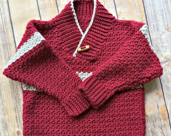 Kid's Crochet Sweater Pattern, Crochet Kids Pullover, Kids Crochet Sweater PDF Pattern, Kids Crochet Sweater Sizes 4-10