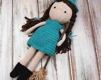 Crochet Maddie Doll Pattern, Instant Download, Amigurumi Doll Pattern, Witch Doll Pattern, Halloween Witch Doll, PDF Download