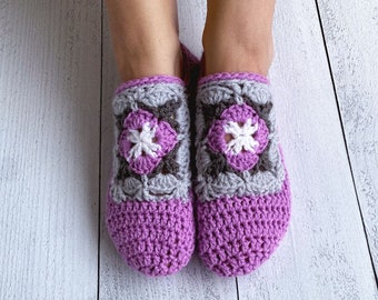 VIDEO TUTORIAL Patrón de Pantuflas Cuadradas a Crochet, Pantuflas de Mujer, Pantuflas Cuadradas de Abuela, Pantuflas de Estambre, Pantuflas de Casa, Pantuflas-Calcetines