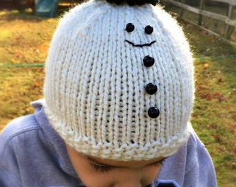 Christian's Snowman HAT KNITTING PATTERN, Snowman knitting pattern, snowman hat, *Instant Download*