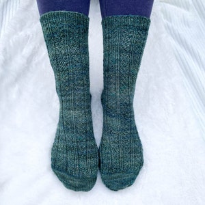 Double Moss Rib Socks Knitting Pattern, Knit Socks Pattern, Easy Socks Pattern, Long Ankle Socks, Socks for Women, Slouchy Socks