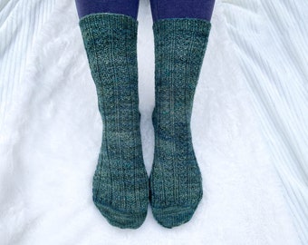 Double Moss Rib Socks Knitting Pattern, Knit Socks Pattern, Easy Socks Pattern, Long Ankle Socks, Socks for Women, Slouchy Socks
