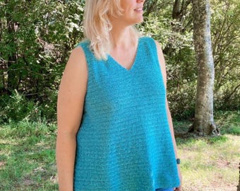 Easy V-Neck Tank Crochet Pattern, Crochet Tank Top, Easy Summer Top, Tank Top Pattern, Sleeveless Shirt, Crochet Vest Pattern, Womens Tank