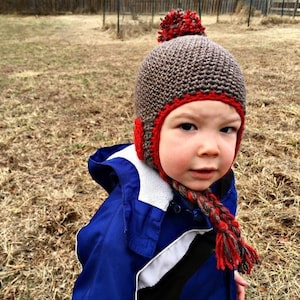 Valentine Earflap Hat Crochet Pattern, Toddler Earflap Hat, Baby Earflap Hat, Valentine Day Hat, Worsted Baby Hat, Aran Toddler Hat