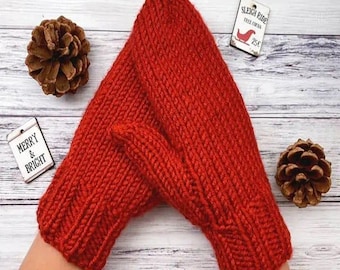 Easy Knit Mittens Pattern, Easy Knitting Gloves, Beginner Knit Mittens, Two Needle Mittens, Knitting Pattern PDF, Beginner Knitting Pattern