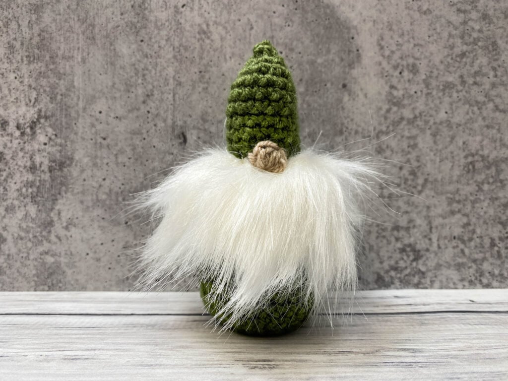 Christmas Gnome Ornament Crochet Pattern with Faux Fur Beard