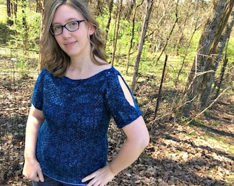 CROCHET PATTERN - Split Sleeve Tee, Easy Crochet Tee Pattern, Crochet Summer Sweater