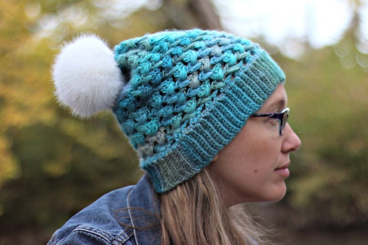 Puff Stitch Slouch Hat Crochet