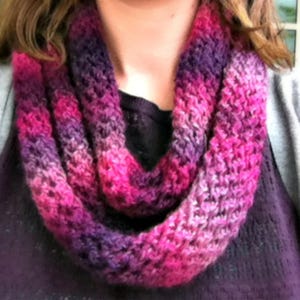 Beginner Knit Infinity Scarf Pattern PDF | One Skein Variegated Yarn Cowl Pattern | Easy Knitting Project for Fall or Winter