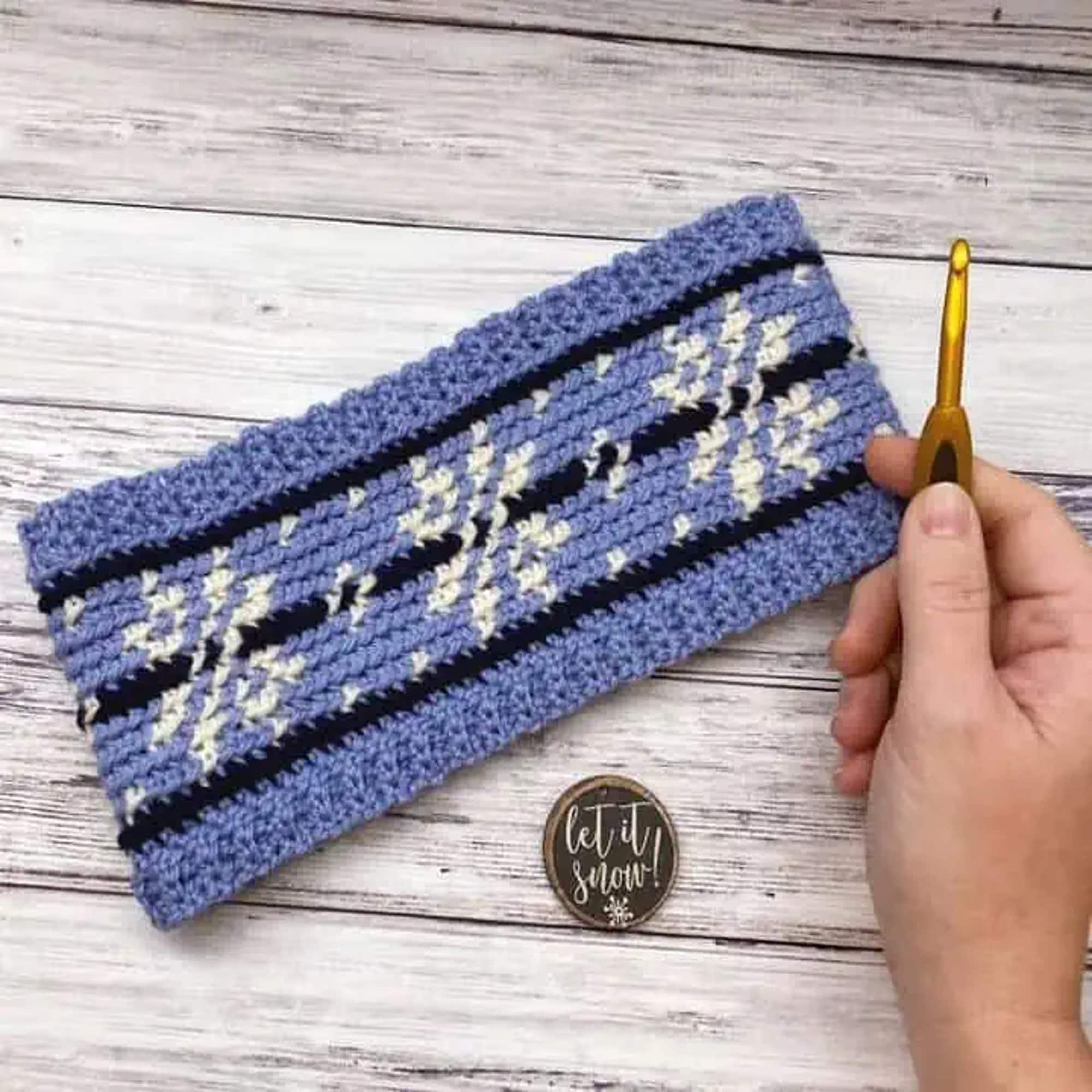 Snowflake Tapestry Crochet Ear Warmer
