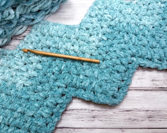 VIDEO Tutorial, Moss Stitch Chevron Crochet Blanket Pattern, 8 SIZES, Crochet Pattern PDF, Bulky Blanket, Chunky Blanket, Beginner Friendly