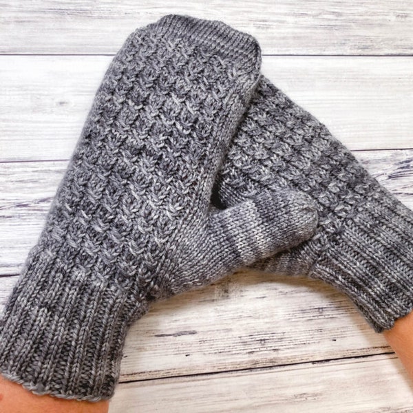 Mock Cable Knit Mittens Pattern, Knit Gloves Pattern, Cable Knit Gloves, Instant Download, Mock Cable Knitting, Bottom Up Knit Mittens