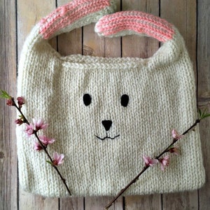 Bunny Bag Knitting Pattern, Knit Rabbit Bag, Floppy Bunny Bag, Knit Easter Bag, Egg Hunts Bag, Easter Bunny Bag, Easter Egg Hunt Bag