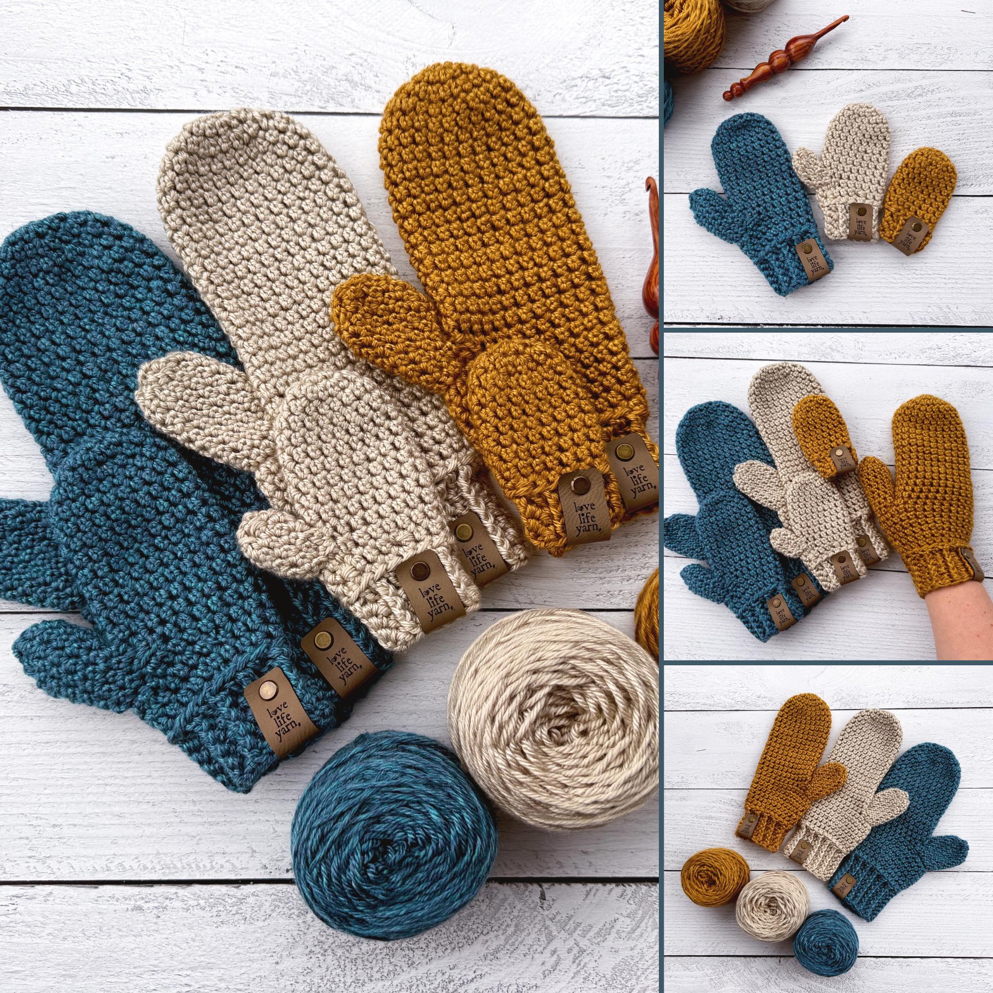 39 Crochet Mittens with Ornaments, Fingerless Mitts, and Baby Sets 36 Video Tutorial 6 sizes Easy Crochet Mittens