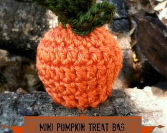 Mini Pumpkin Treat Bag Crochet Pattern, Halloween Treat Bag, Trick or Treat bag, Halloween Goody Bag, Halloween Candy Bag, Halloween Pumpkin
