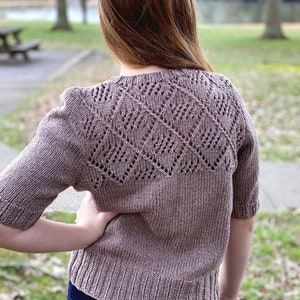 Lace Back Tee Knitting Pattern, Knit T-Shirt Pattern, Sweater Pattern, Knit Lace Sweater, Knitted Tee Pattern, Knit Tee Pattern
