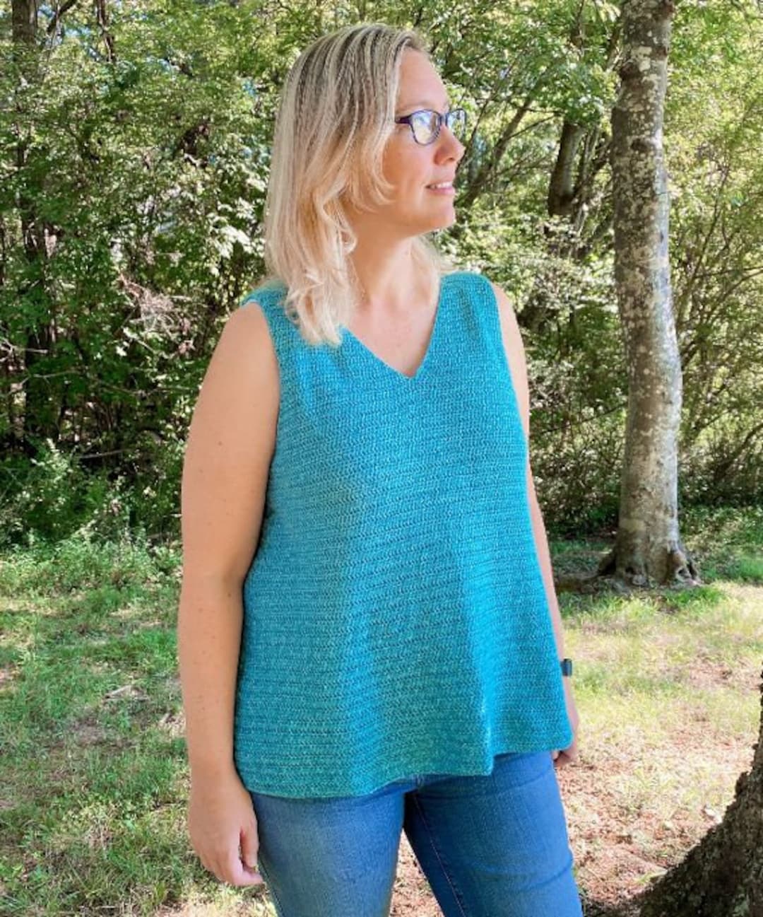 ADORA Crochet V Neck Tank Top main image 1