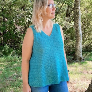Easy V-Neck Tank Crochet Pattern, Crochet Tank Top, Easy Summer Top, Tank Top Pattern, Sleeveless Shirt, Crochet Vest Pattern, Womens Tank