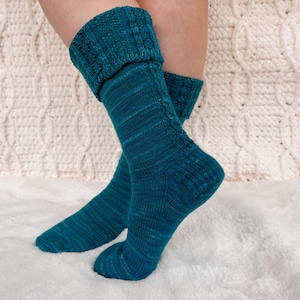 Touch of Lace Tall Socks Knitting Pattern, Knit Socks Pattern, Easy Socks Pattern, Long Ankle Socks, Socks for Women, Knee High Lace Socks