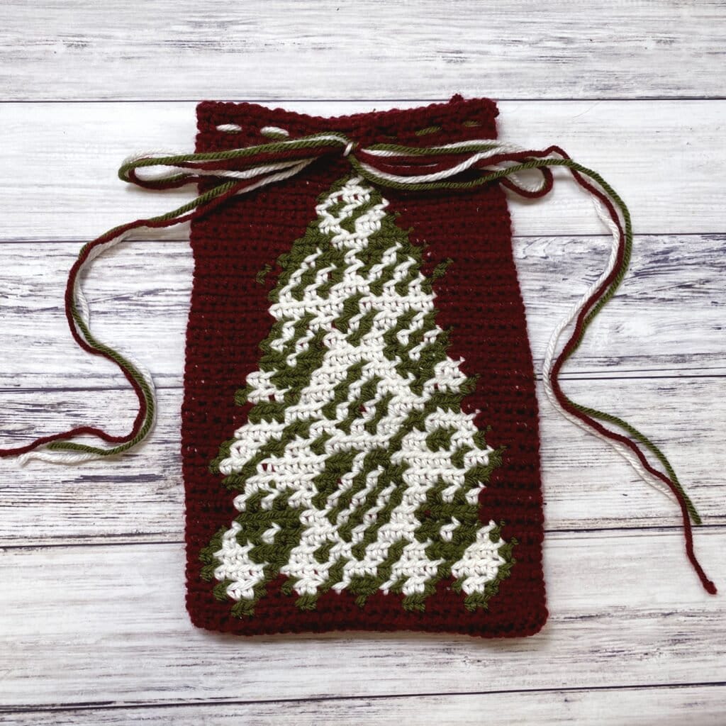 Christmas Tree Crochet Gift Bag