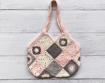 Modern Granny Square Tote Pattern, Crochet Bag Pattern, Crochet Tote Pattern, Tote Bag Pattern, Instant Download, Crochet Granny Square Bag