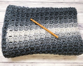 VIDEO TUTORIAL, Block Stitch Baby Blanket Crochet Pattern, Bulky Yarn Blanket, Chunky Baby Blanket, Baby Shower Gift, Baby Crib Blanket