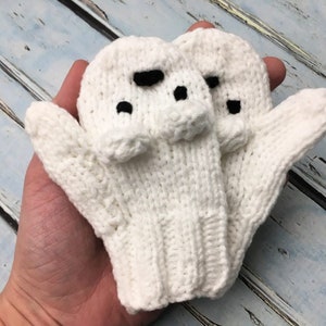 Polar Bear Mittens Knitting Pattern, Knitted Mittens, Animal Mittens, Kids Animal Mittens, Gloves Knit Pattern, Knitted Gloves, Polar Bear
