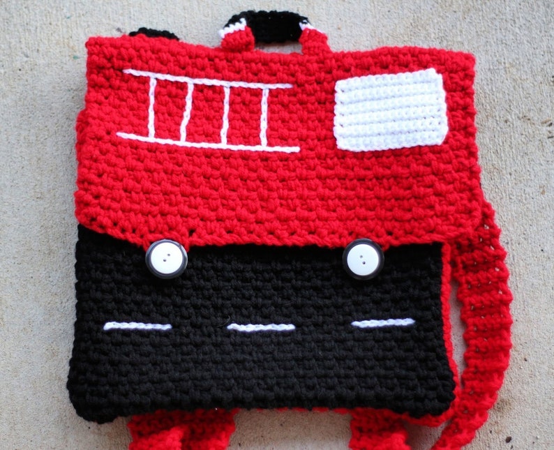 Fire Truck Backpack Crochet Pattern, Fire Engine Backpack, Fire Dept ...