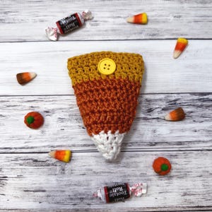 Candy Corn Treat Bag Crochet Pattern, Halloween Treat Bag, Crochet Candy Corn, Kids Halloween Bag, Halloween Crochet, Halloween Goodie Bag image 1