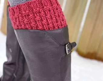 Knitting Pattern, Instant Download, Basketweave Knit Boot Cuff Pattern, Boot Toppers, Knitted Cuff, Boot Sock Cuffs, Easy Knit Pattern