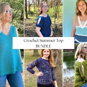 Crochet Summer Top BUNDLE, crochet warm weather top pattern, crochet summer top pattern, crochet pattern, crochet beach top pattern