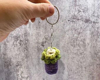 Mini Succulent Crochet Pattern, Mini Crochet Plant, Succulent Decor, Plant Decoration, Succulent Keychain, Plant Key Ring, Succulent Gifts
