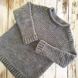Kids Ribbed Shoulder Sweater Crochet Pattern, Kids Crochet Jumper Pattern, Child Jumper Pattern, Top Down Sweater, Instant Download