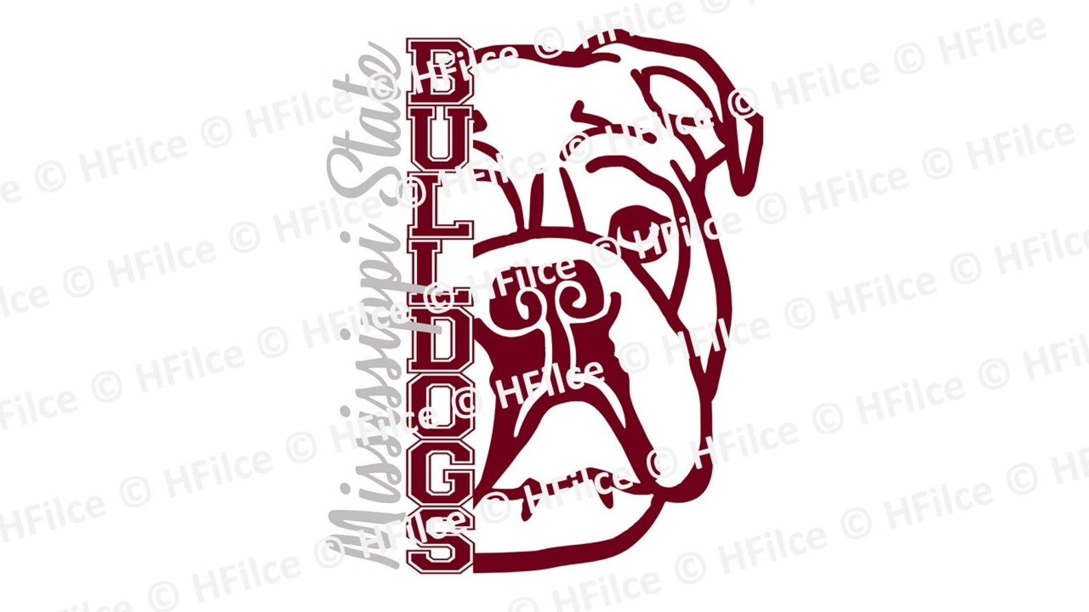 MSU Bully Image with Mississippi State SVG file for Silhouette | Etsy